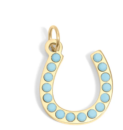 Turquoise Horseshoe Charm Stainless Steel - 18k Gold PVD