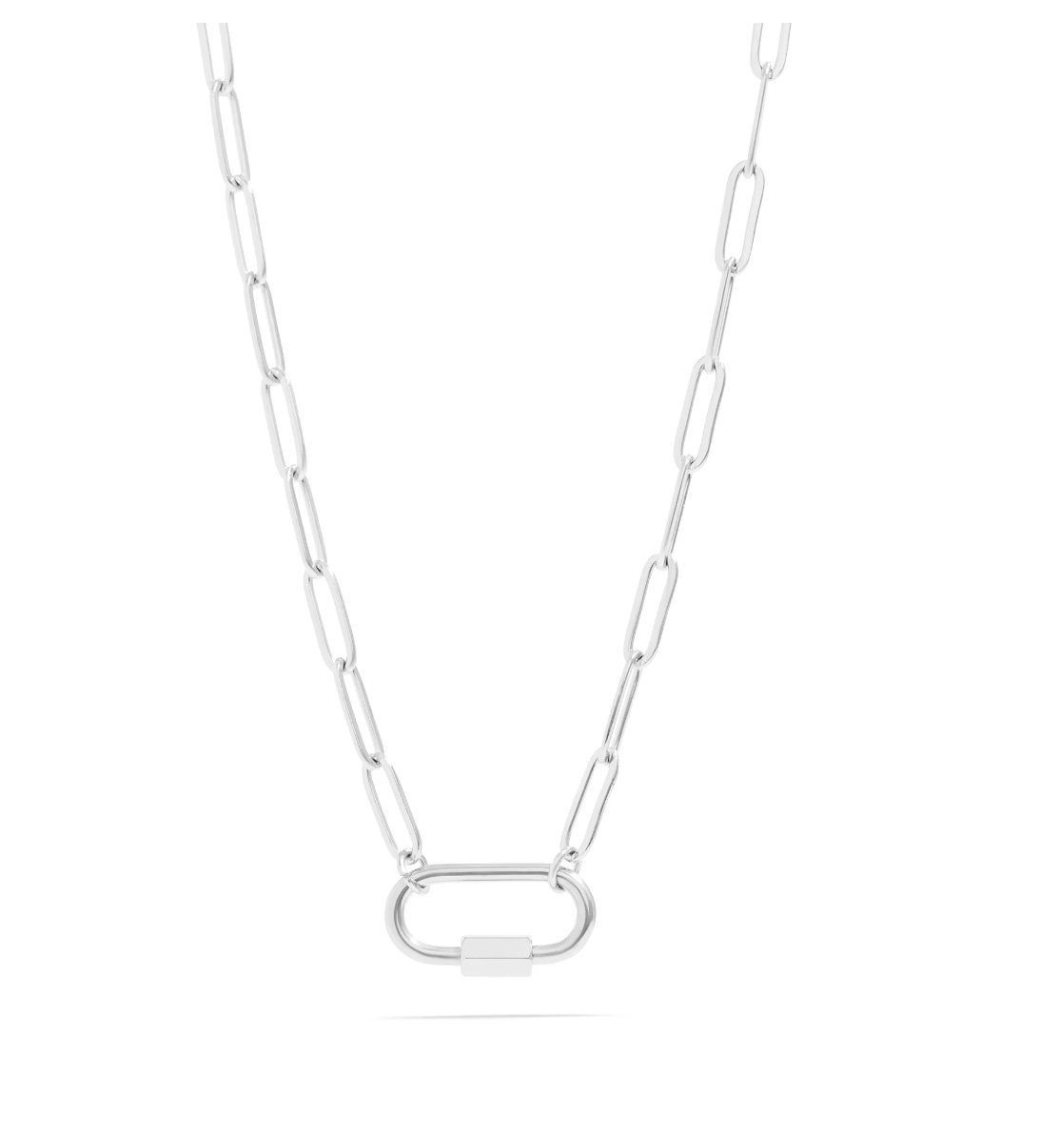 Oval Carabiner Paperclip Chain Necklace