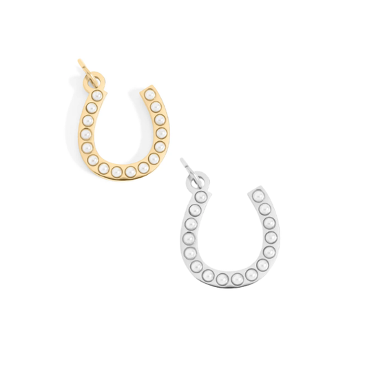 Pearl Horseshoe Charm Stainless Steel - 18k Gold PVD