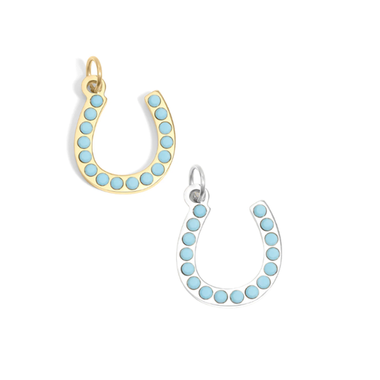 Turquoise Horseshoe Charm Stainless Steel - 18k Gold PVD