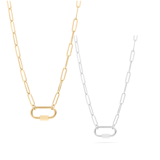 Oval Carabiner Paperclip Chain Necklace