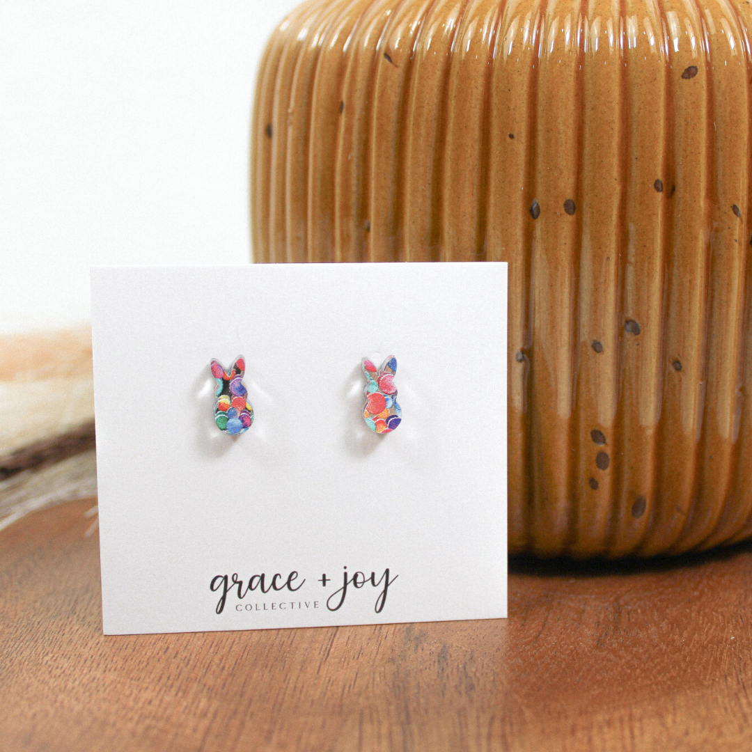 Polka Dot Easter Peep Earrings -Studs image 4
