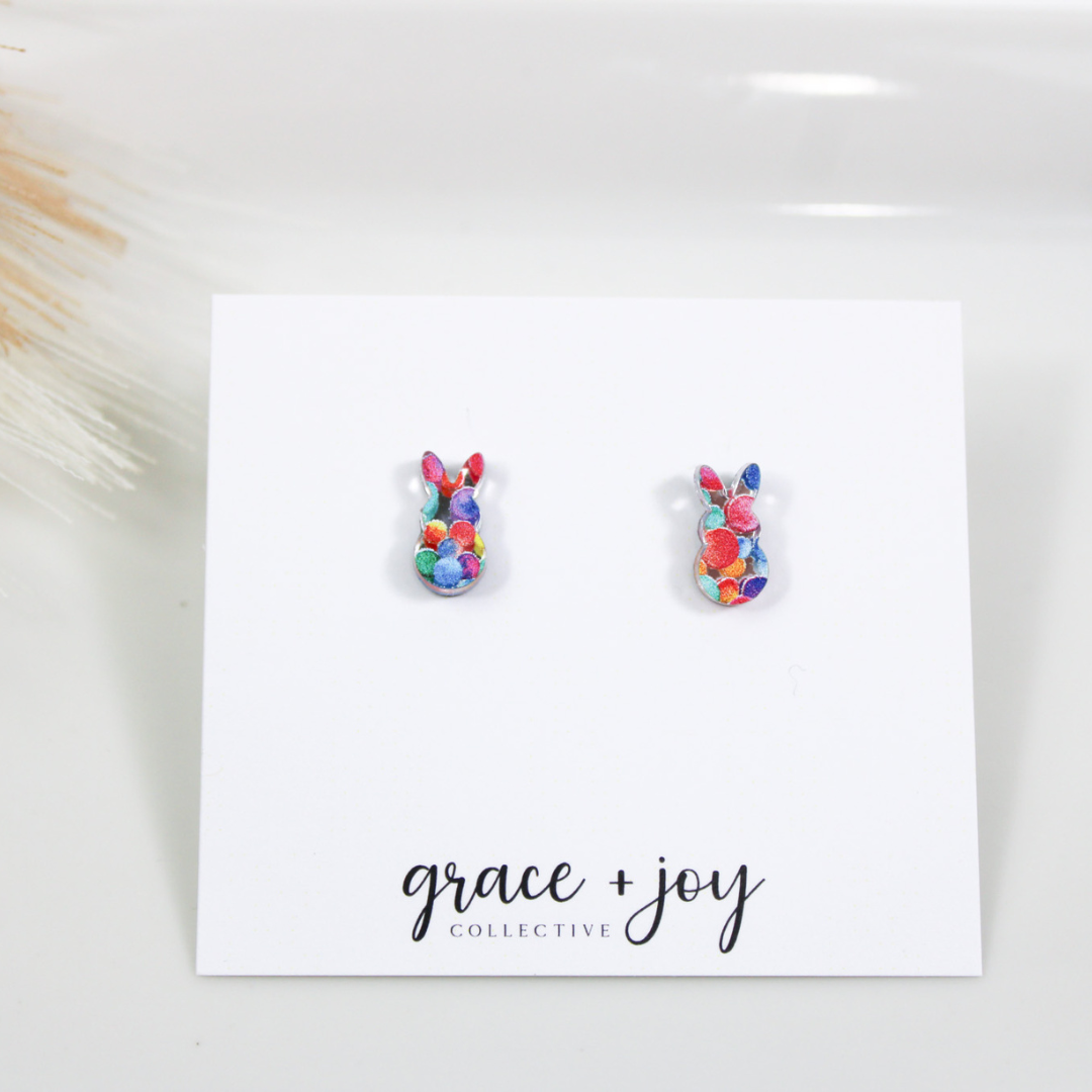 Polka Dot Easter Peep Earrings -Studs image 2