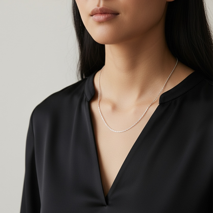 Sterling Silver Singapore Chain 1.2mm Rhodium Plated Finish