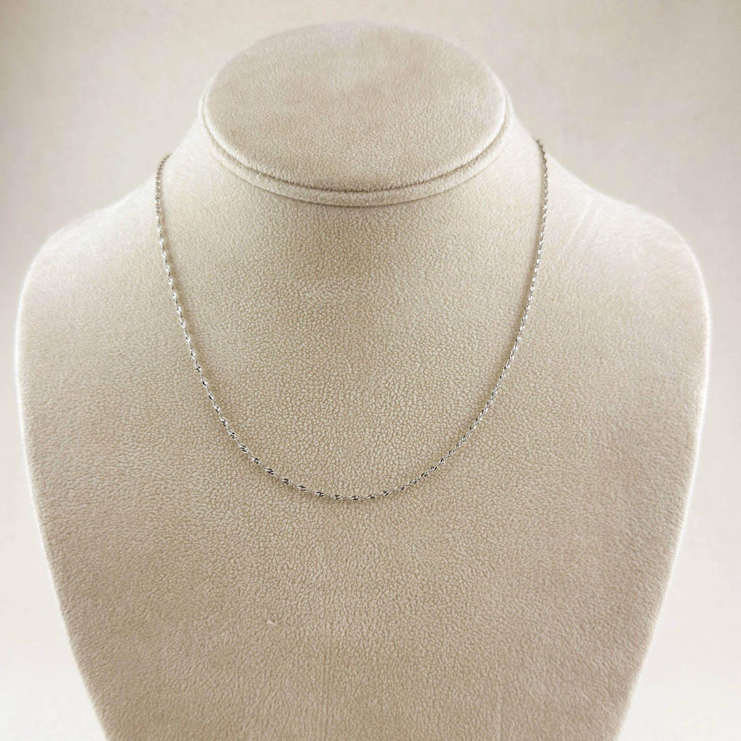 Sterling Silver Singapore Chain 1.2mm Rhodium Plated Finish