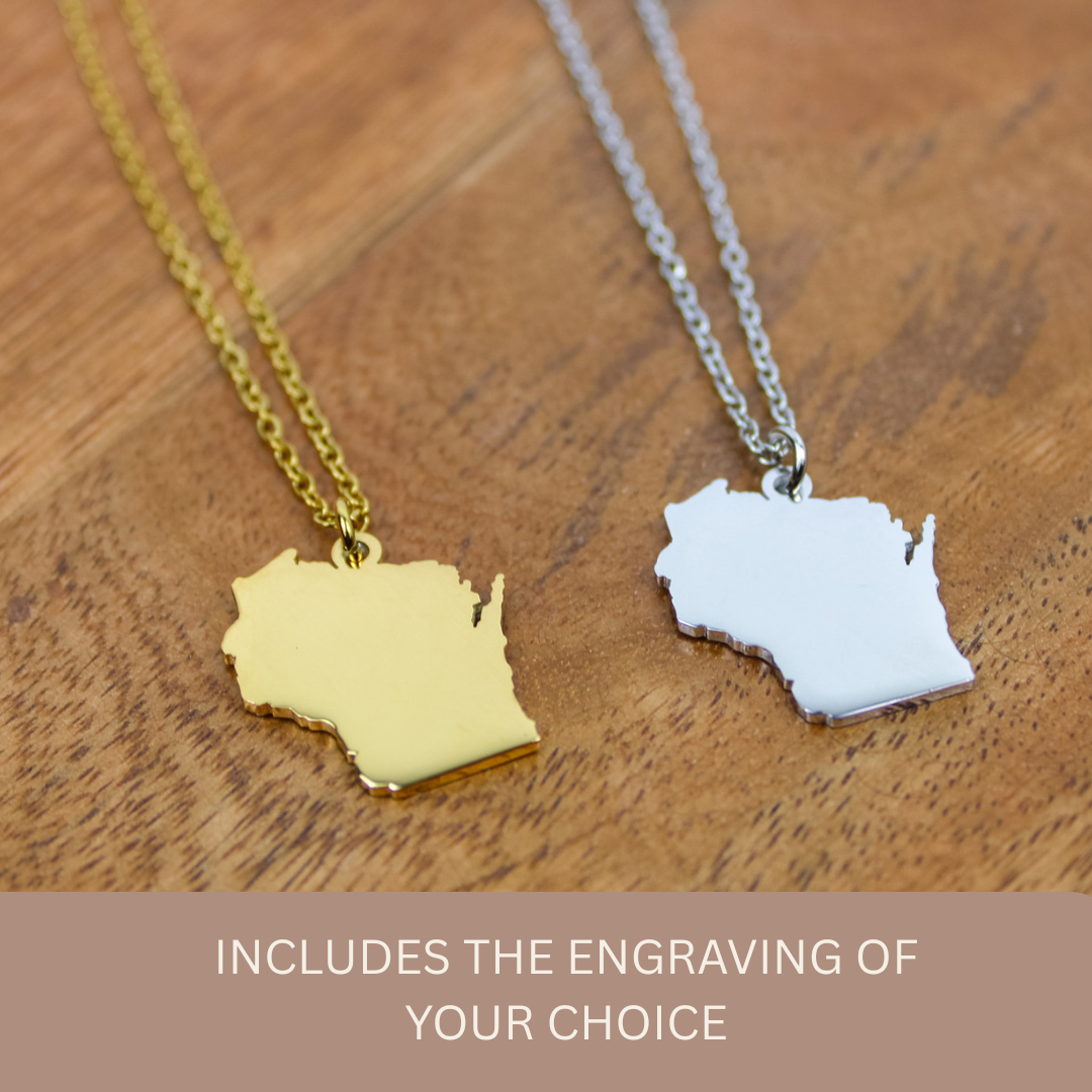 Personalized Wisconsin Necklace - Gold or Silver image 3
