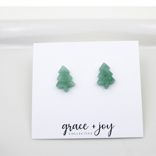 Evergreen tree Earrings -Studs Christmas Tree image 0