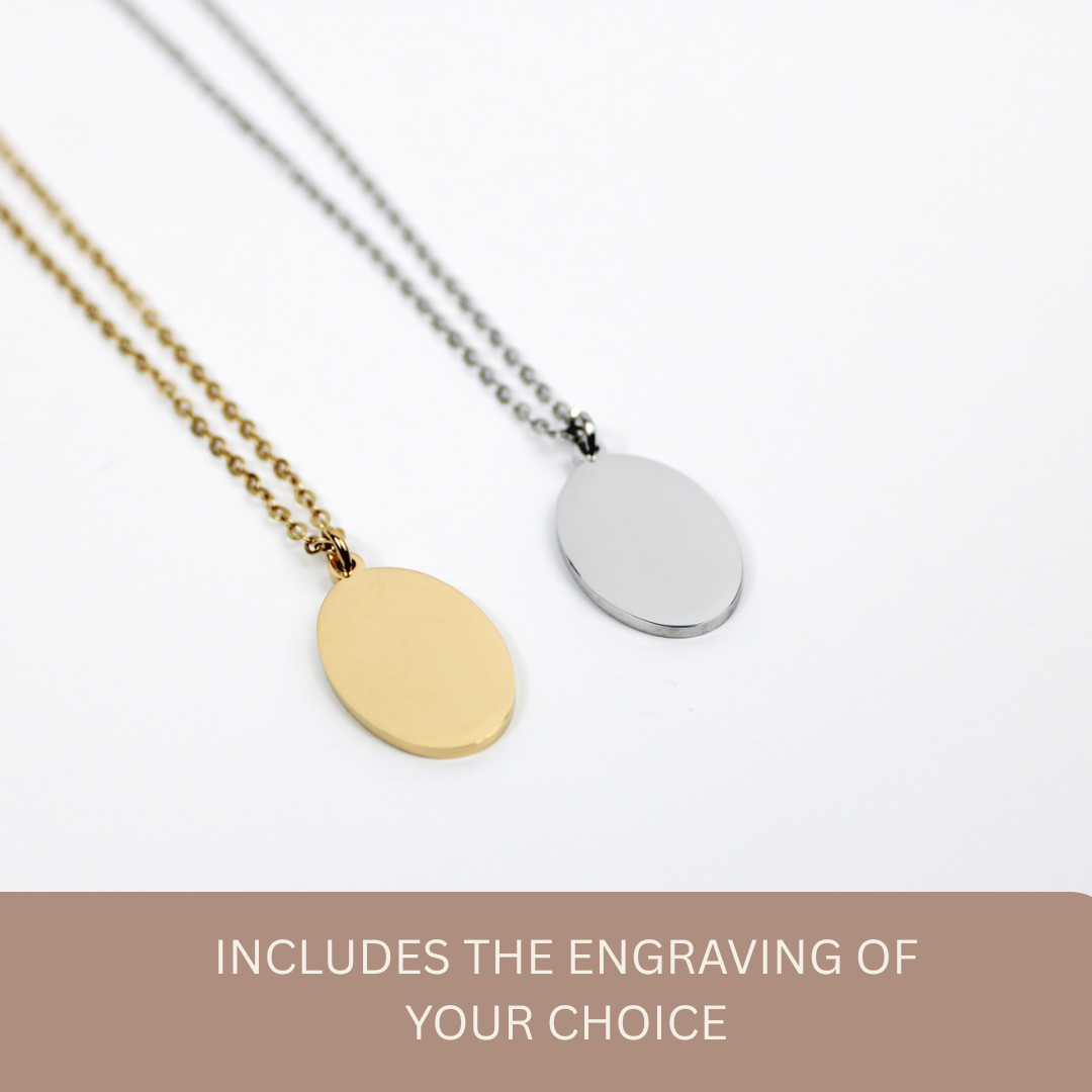 Personalized Oval Necklace - Gold or Silver image 0