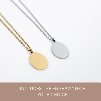 Personalized Oval Necklace - Gold or Silver image 0