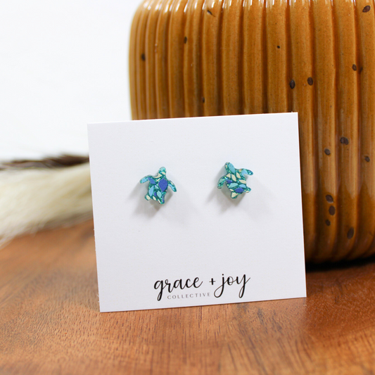 Glitter Turtle Stud Earring image 1