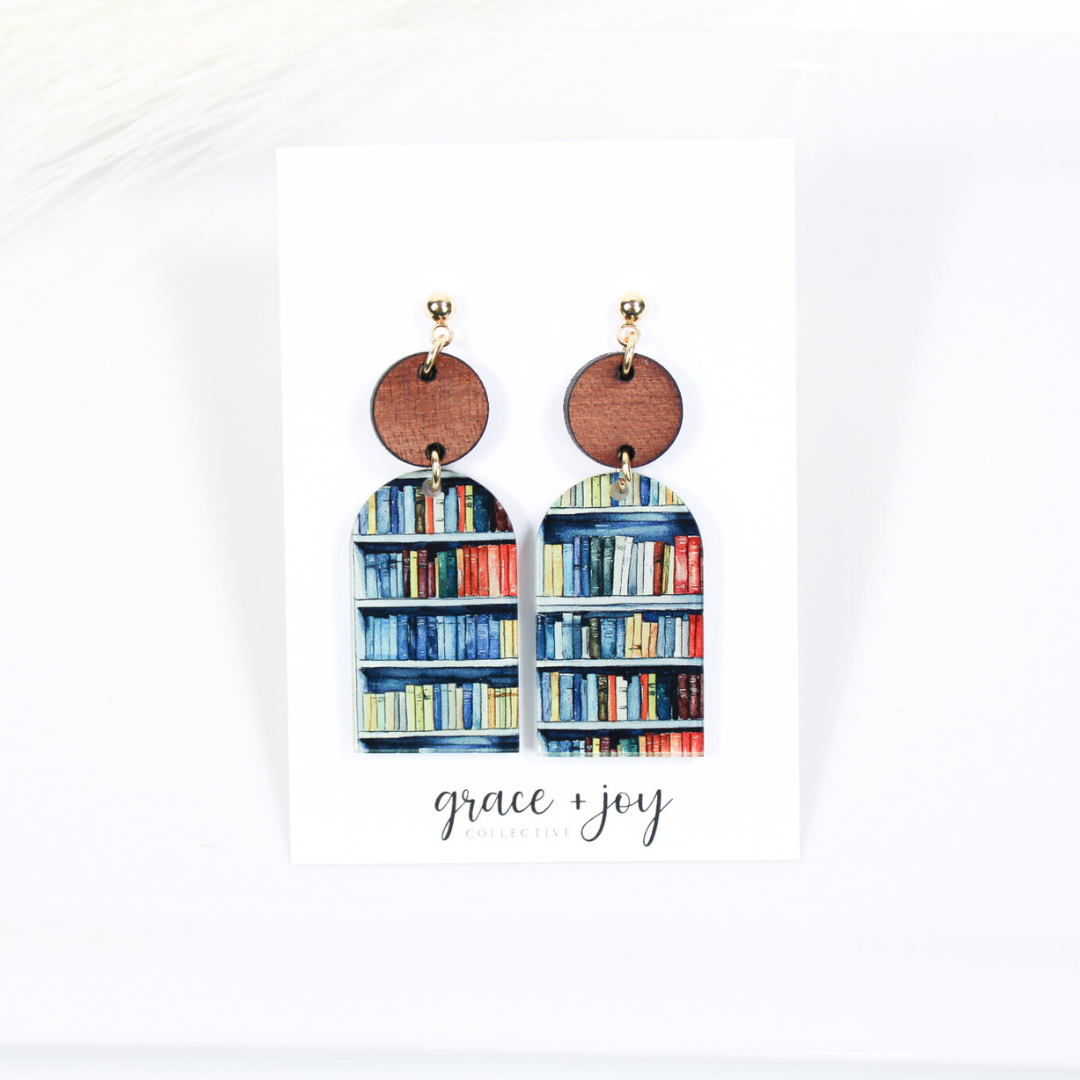 Bookshelf Earrings - Dangle I have no shelf control image 1