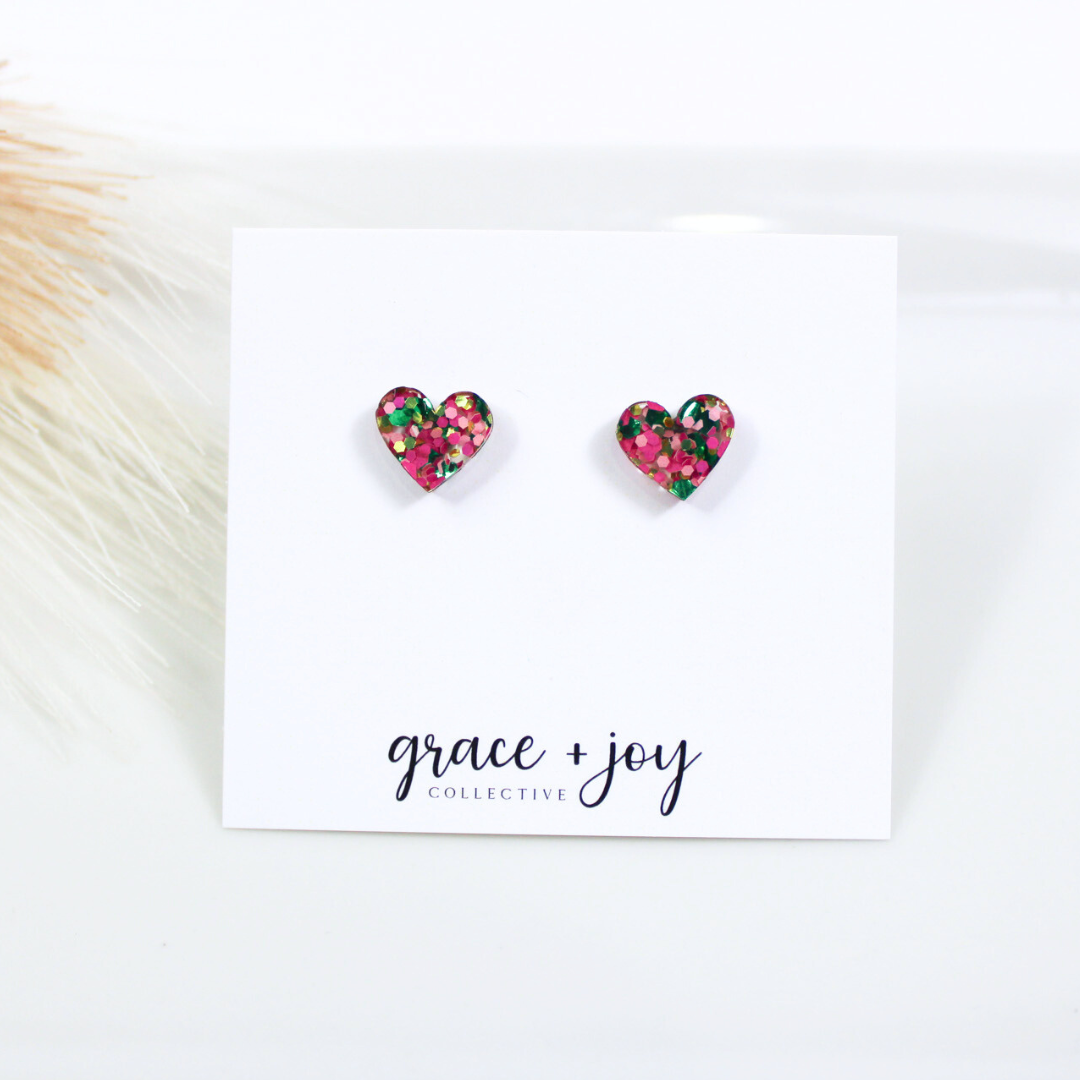 Wicked Themed Heart Earrings -Studs image 0