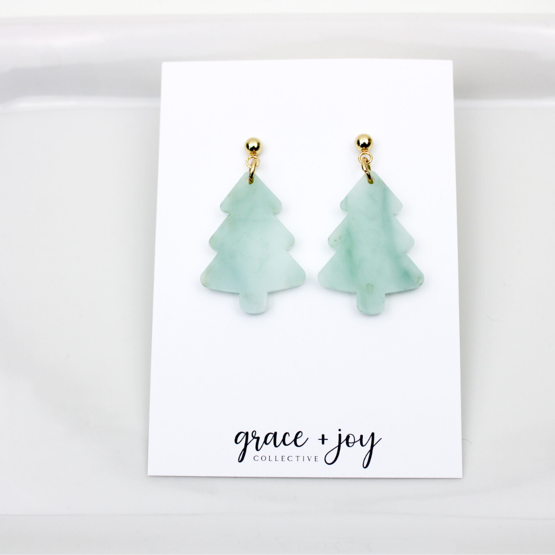 Evergreen Tree Earrings -Dangle Christmas Tree image 0