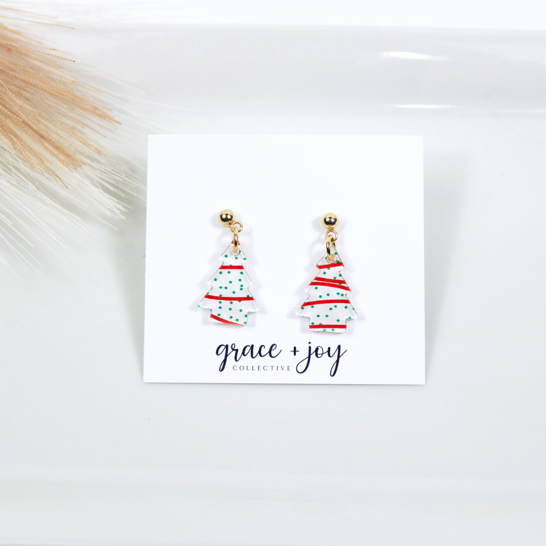 Small Christmas Snack Cake Earrings -Dangle image 0