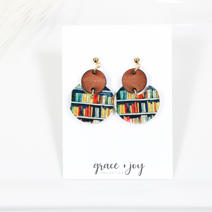 Bookshelf Earrings - Dangle Book earrings image 0