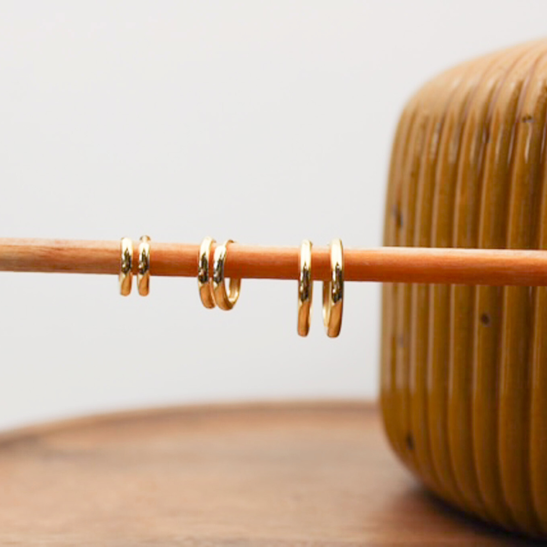 Essential Hoops, Gold Huggie Hoop Earrings image 0