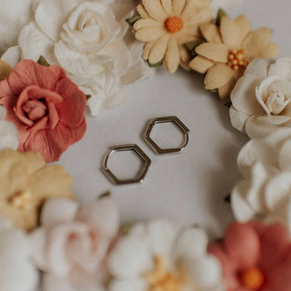 Hexagon Huggie Hoops