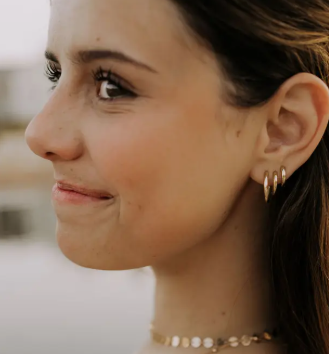 Essential Hoops, Gold Huggie Hoop Earrings image 1