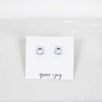 White Ghost Stud Earring image 0