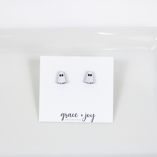 White Ghost Stud Earring image 0