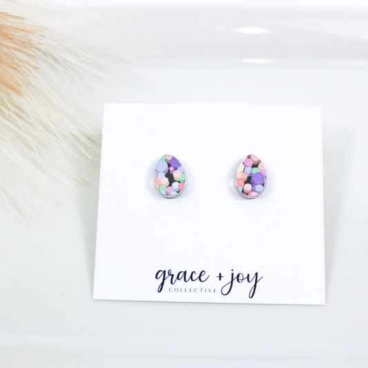 Pastel Polka Dot Easter Egg Earrings -Studs image 0