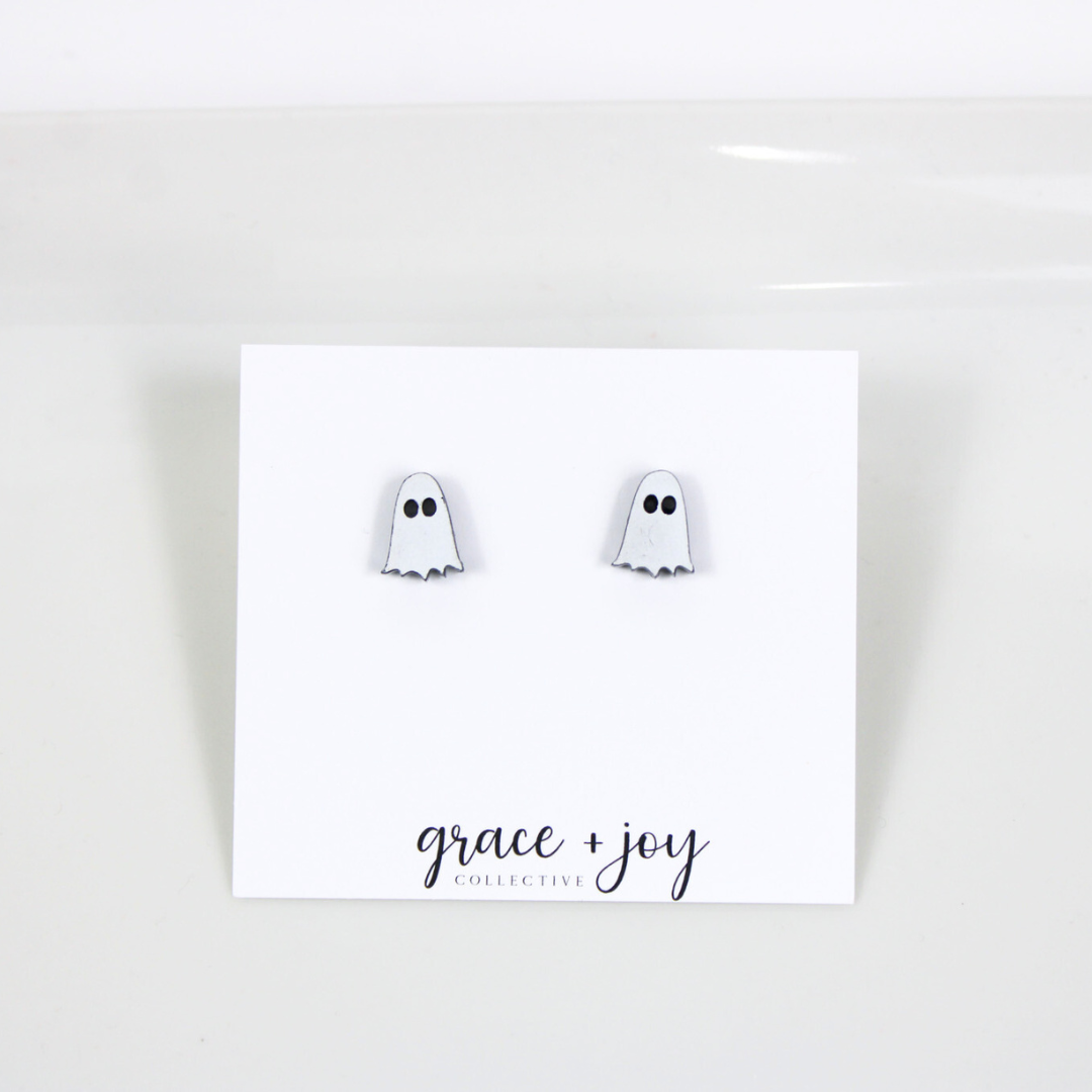 White Ghost Stud Earring image 1