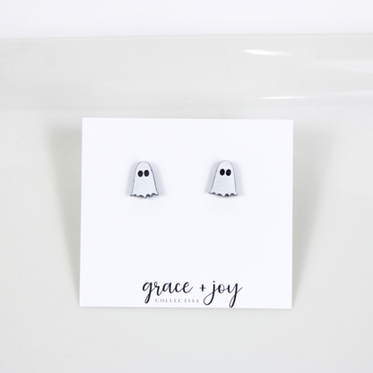 White Ghost Stud Earring image 1