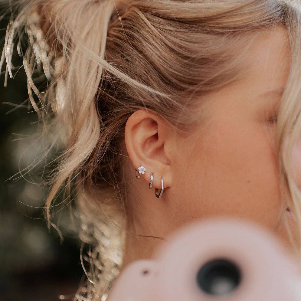 Hexagon Huggie Hoops