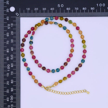 Multicolor Natural Gemstone Round Bead Necklace