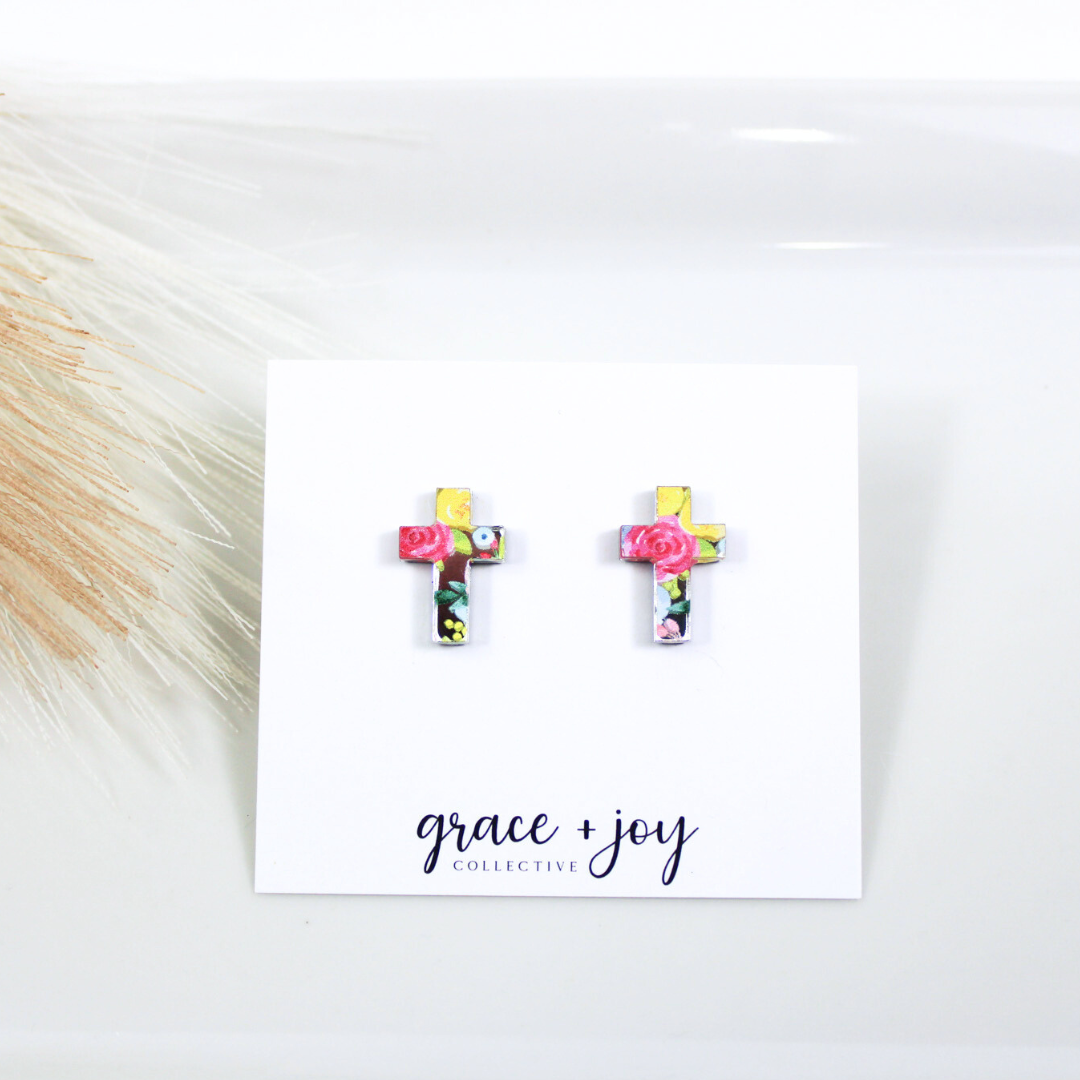 Spring Cross Earrings -Studs image 0