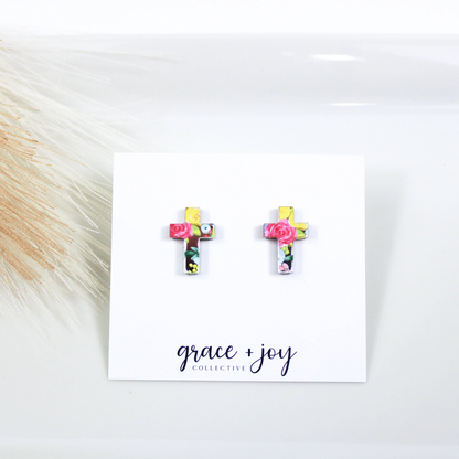 Spring Cross Earrings -Studs image 0