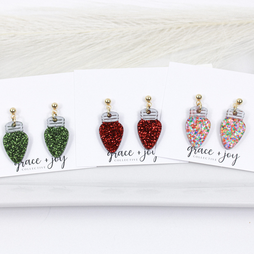 Christmas bulb Earrings - Dangle - Christmas Light image 4