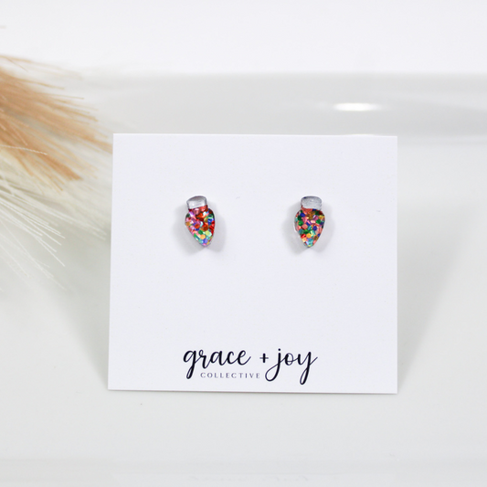 Christmas Light Bulb Earrings -Studs image 0