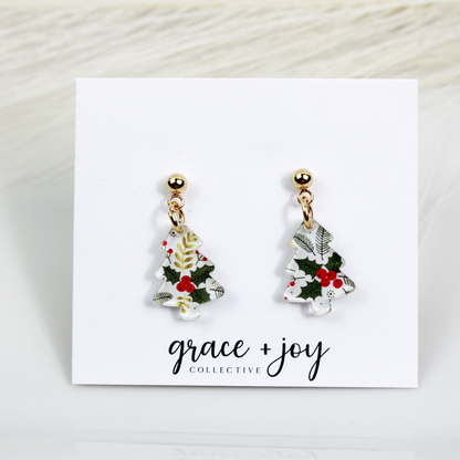 Holly Berry Mini Christmas Tree Earrings image 2