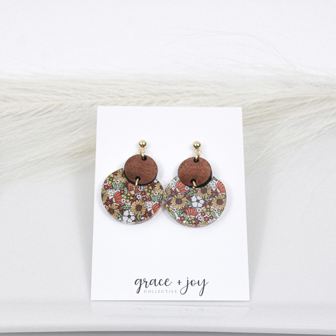 70's Sunflower Fall Earrings - Dangle image 1
