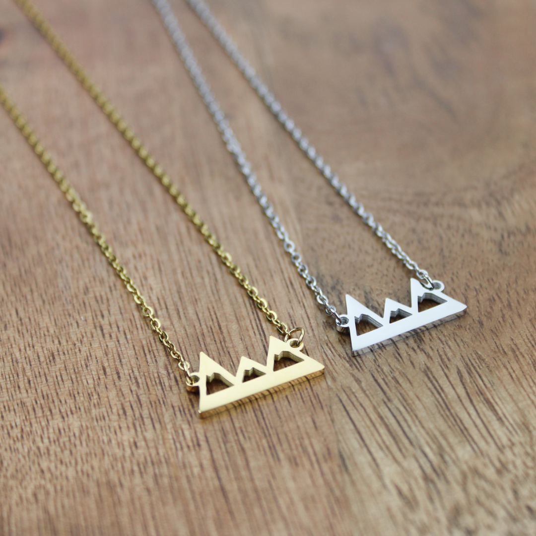 Personalized Horizontal Mountain Necklace - Gold or Silver image 5