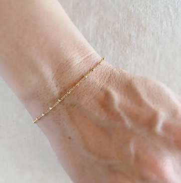 Space Bead  Bracelet - 18k Gold Filled 6.5" +2"extender image 0