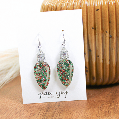 Christmas Light Bulb Earrings -Dangles image 2