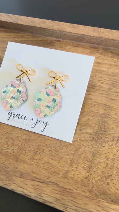 Spring Floral Earrings With Bows
