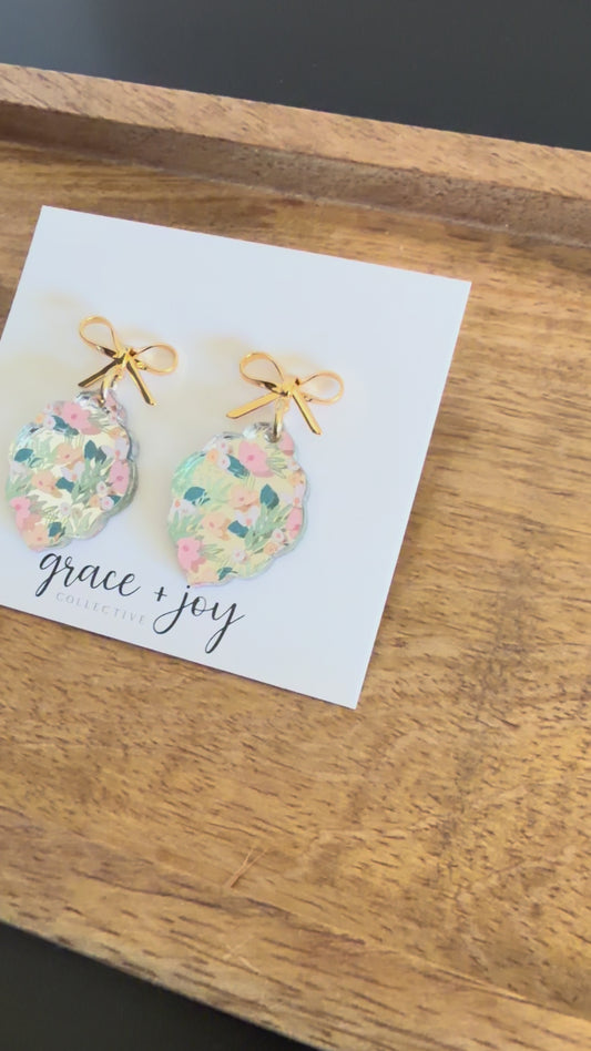 Spring Floral Earrings With Bows